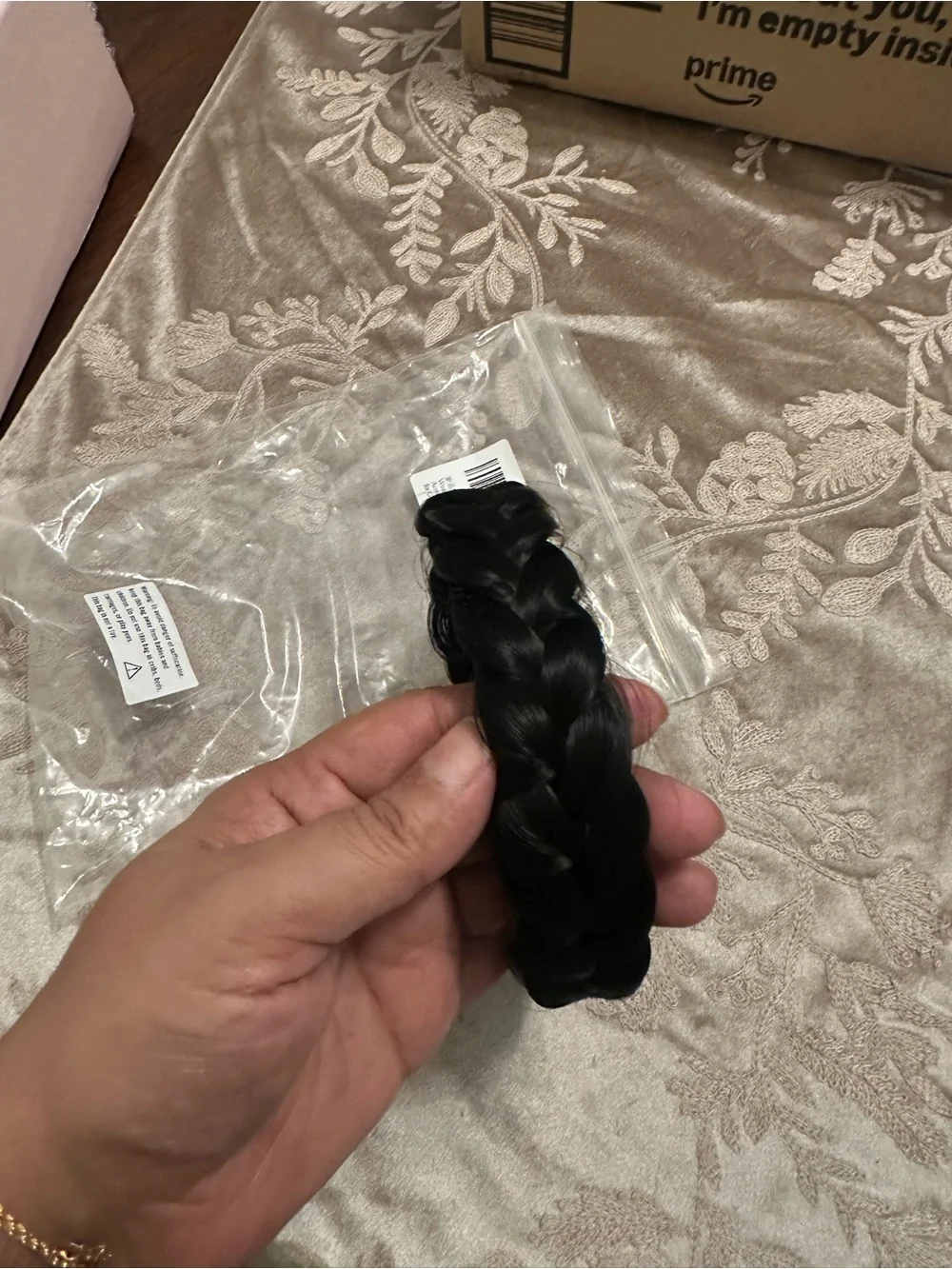 Black Braided Synthetic Hair Headband for Women